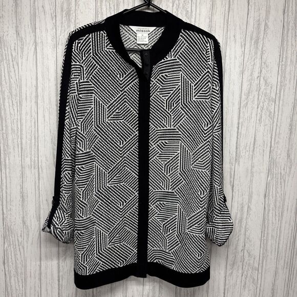 Womens Size M Exclusively Misook Geometric Snap Front Lightweight Jacket - Picture 1 of 5